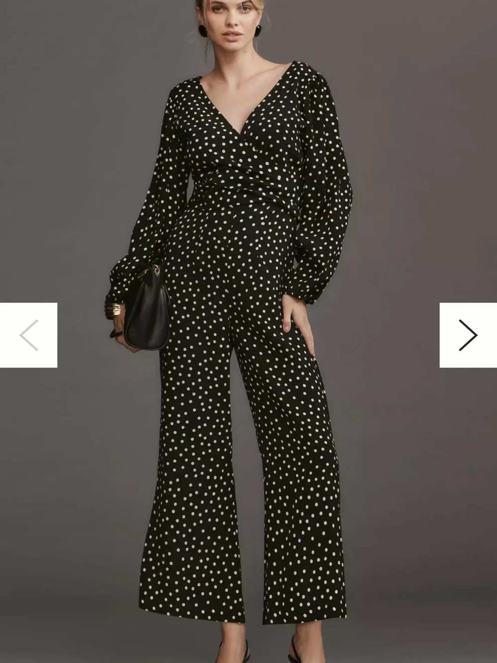Anthropologie Black Polka Dot Wrap Jumpsuit NWT - Picture 1 of 9